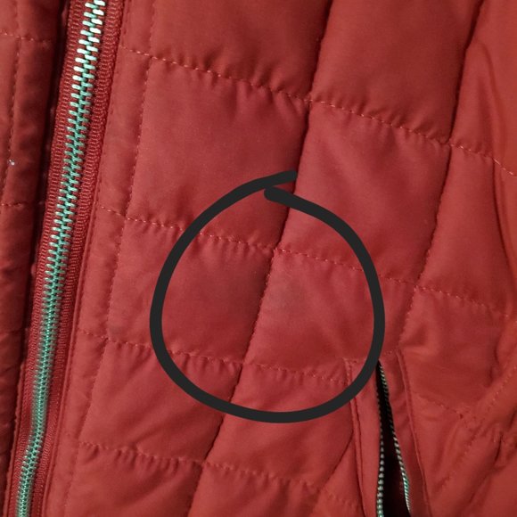 Old School Clothing Co. Red Puffer Coat with Detachable Faux Fur Collar, M - Picture 11 of 12